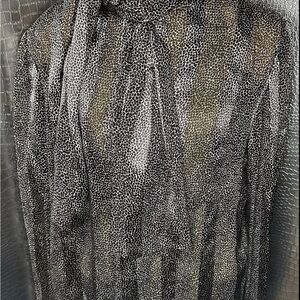 Vintage Givenchy Paris Silvery Brown Maroon Gray Giraffe Print Silk Blouse EU 44